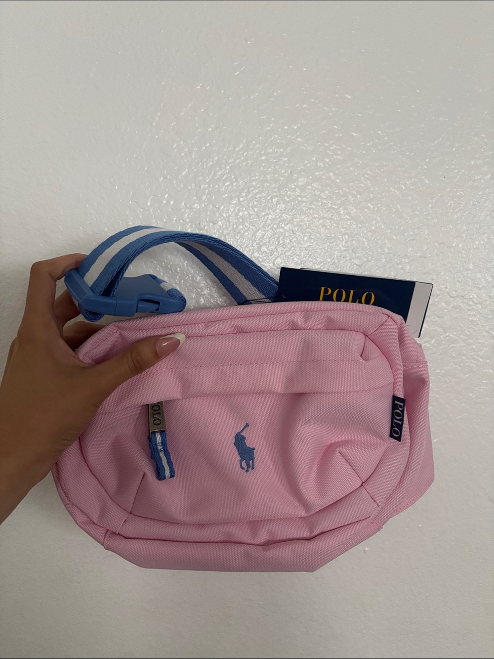 Ralph Lauren Light Pink Polo Pony Waist Bag with Blue Accents - Picture 4 of 5